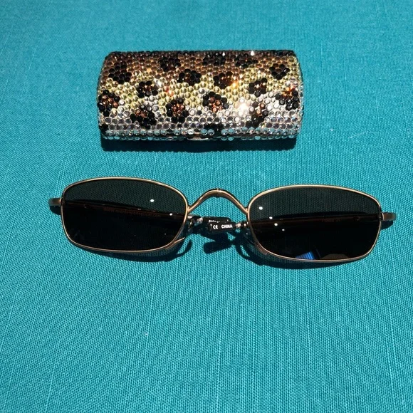 Swarovski crystal eyewear cases with glasses